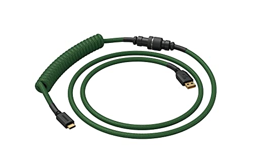 Image of GLORIOUS Coiled Keyboard Cable - Coiled USB C Cable Artisan Braided Cables for Mechanical Gaming Keyboard Coiled Cable - Custom Keyboard Cable (Forest Green)
