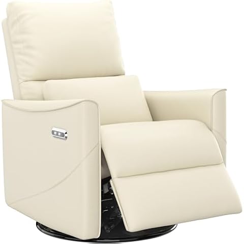 Power Swivel Rocker Recliner Chair for Adults, Glider Nursery Reclining Chair with Lumbar Support, Electric Recliner with USB Type-C Ports, Rocking Recliner for Living Room, Nursery Cover