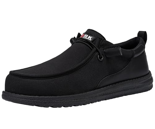 LARNMERN Slip On Steel Toe Shoes Men Lightweight Comfortable Lounging Walking Sneakers Steel Toe Loafers