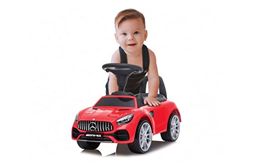 JAMARA 460607 - Rutscher Mercedes-Benz AMG GT - Kofferraum unter der Sitzfläche, Schub-und Haltegriff, Hupe und Sound am Lenkrad, originalgetreue Optik, Kippschutz, rot – Bild 4