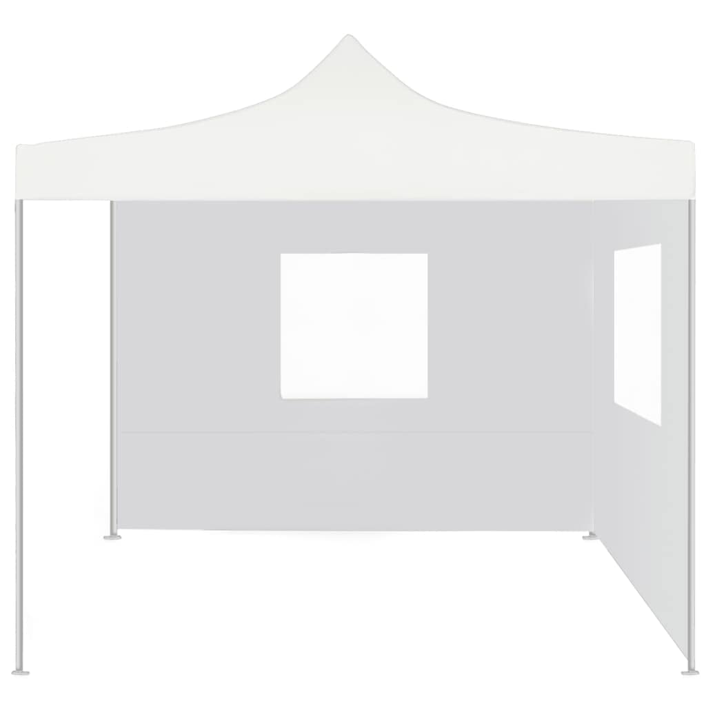 Faltpavillon Partyzelt 3x3m mit 2 Seitenwänden, Stahlgestell Weiß