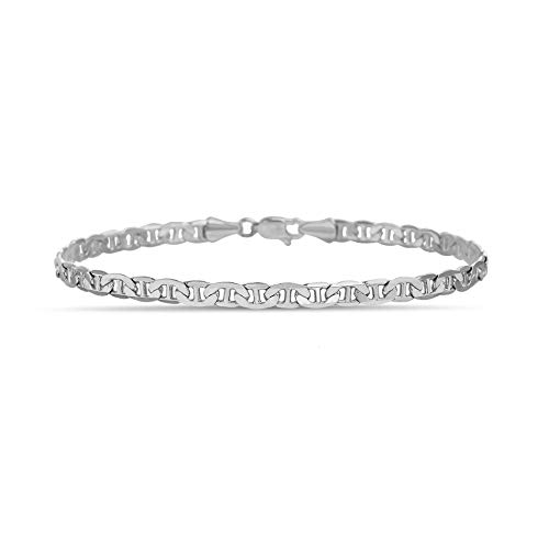 Nautica 1mm 7.5 Inch Anchor Chain Bracelet for Men or Women in Rhodium Plated Brass