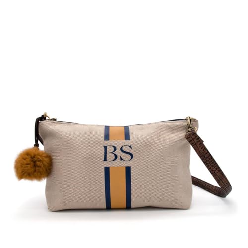 Beige - Azul - Bolso - Bandolera