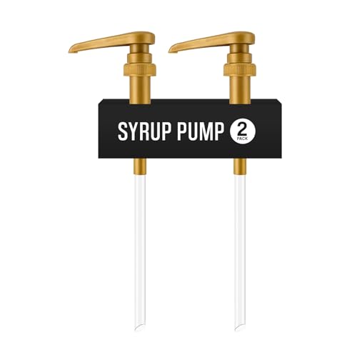 2-Pack Gold Plastic Bottle Syrup Pumps &ndash; Fits 750ml / 25.4 oz Bottles &ndash; Compatible with Torani...