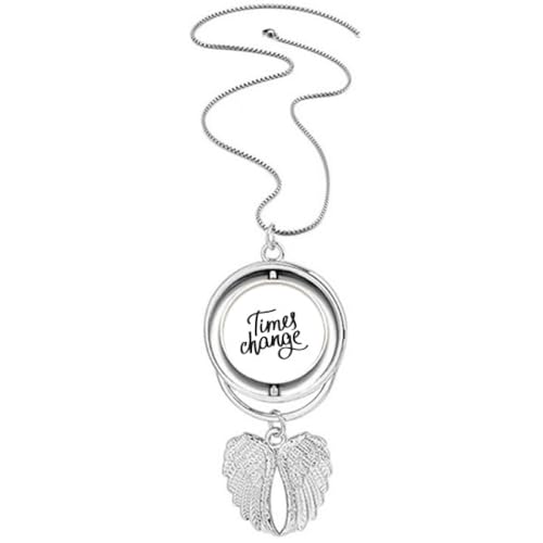 Collier ailes d'ange Art Déco pendentif citation vintage argenté