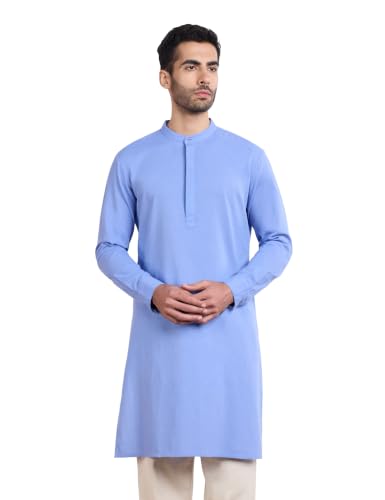 Image of Amazon Brand - Symbol Men's Cotton Blended Full Sleeve Kurta| Regular Fit | Classic Mandrin Collar| Front Half Open | Available in Plus Sizes