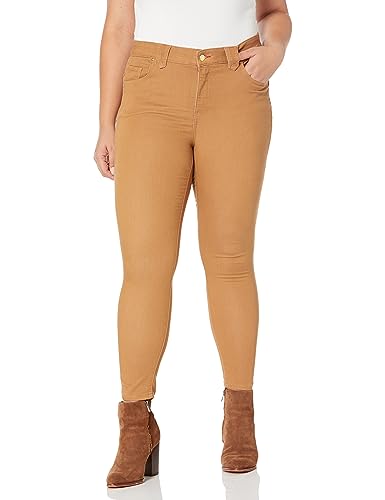 Tommy Hilfiger Womens Waverly Sateen Jean Stretch Straight Leg Skinny Jeans, Brown, Plus Size, 14W