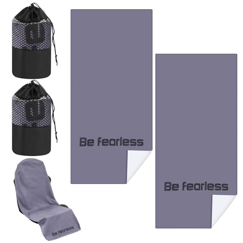 Image of Hahafelt 2 Pack Car Seat Towel Cover with Storage Bag, Gray | 63 x 32 in Car Towel Seat Cover Non Slip Waterproof, Gym Workout Swimming Running, Machine Washable Sweat Absorbent Protector