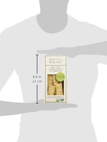 Rustic Bakery Gourmet Flatbread Crackers Rosemary & Olive Oil 6 oz. (1) - Handmade using natural ingredients Non GMO, Certified Organic, Natural Sourdough - perfect for snacking with fine cheeses