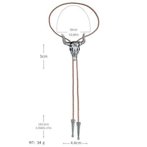 Image of GelConnie Longhorn Bull Bolo Tie for Men Native American Western Cowboy Leather Necktie Bolo Necklace for Women Gold Texas