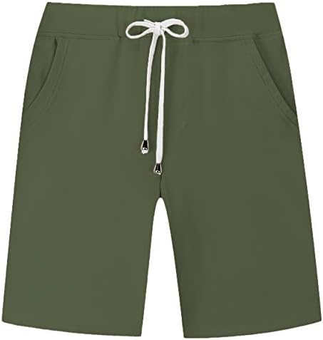 Janmid Men's Casual Soft Cotton Elastic Jogger Gym Active Pocket Shorts Army Green 2XL