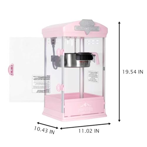 Image of Countertop Popcorn Machine, Popcorn Maker Machine with 8oz Kettle Makes Up to 32 Cups, Tabletop Pop Corn Machine Includes 3 Scoops, Movie Theater Style Popper for Home Party, Carnival, Pink