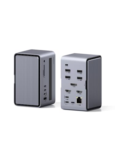 Estación de acoplamiento USB C con carcasa SSD M.2 y triple HDMI DP