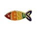 Rainbow Jesus Fish Lapel Pin, Gold Tone Christian Ichthys Brooch, Religious Faith Pin for Jacket, Hat or Backpack