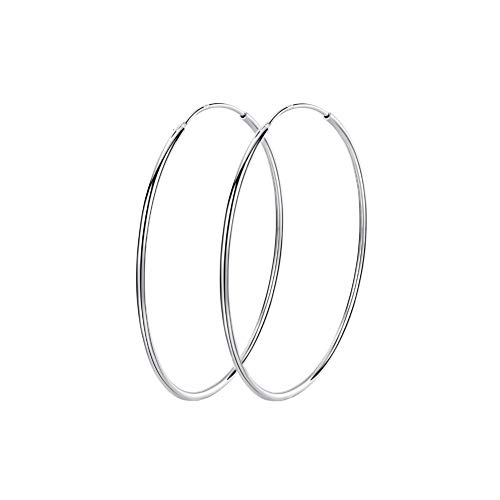 Créoles en argent 925 anti-allergie 60mm or blanc sans douleur aux oreilles