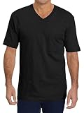 Wihion Mens Short Sleeve Pocket T-Shirts Casual Cotton V Neck Tee Tops Black