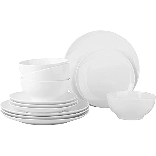 Dinnerware Set â€“ Set for 4 Dinnerware 12 pcs Set Dish â€“Durable Porcelain White Dinnerware Set, Plates and Bowls â€“ Microwave, Oven and Dishwasher Safeâ€“ Chip-resistant Plates â€“ (12 PC Dinnerware).