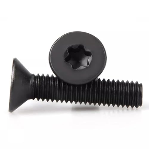 HanTof 75Pcs Flat Head Torx Drive Screws Bolts, Grade 10.9 Alloy Steel, M6 x 12/16/20/25/30mm CSK Head Star Drive Machine Screws Set with T30 Wrench, Black Oxide Finish, Fully Threaded Pitch : 1.0 mm by HanTof - Image 3