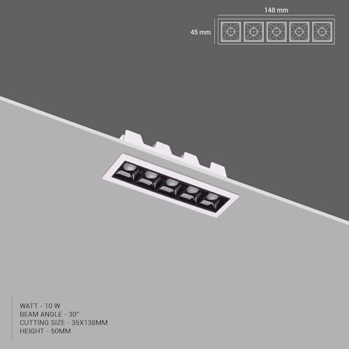 Harold Electricals Metal 10W Linear Laser Blade Concealed COB Spotlight | Recessed LED Downlight For Indoor Lighting, Office, Home, Showroom, Studio - Pack Of 1 (Warm White Light)