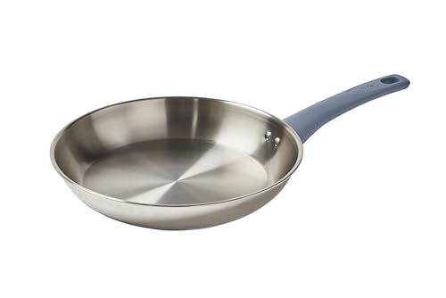 Image of T-fal Essentials Stainless Steel Fry Pan 10.5 Inch, Induction Compatible Oven Safe 350F, Durability & Performance, Cookware, Pots and Pans, Chef's Pan, Skillet, Frying Pan, Dishwasher Safe Silver /Blue