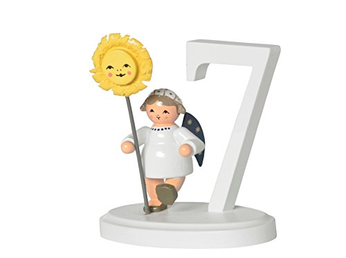 Ange et chiffre 7 en minerai de qualite artisanale sculpture de decoration haut de gamme