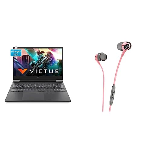 Image of HP Victus Gaming AMD Ryzen 5 5600H Processor 16.1 inch(40.9 cm) FHD Gaming Laptop & HyperX Cloud Earbuds Pink