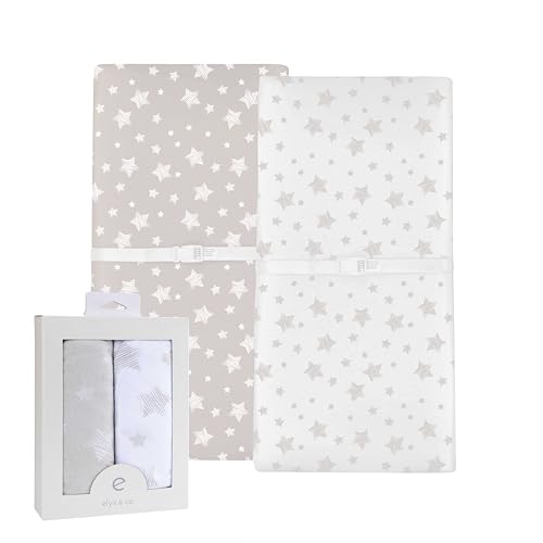 Image of Ely's & Co. Changing Pad Cover - Cradle Sheet Set 2 Pack 100% Jersey Cotton for Baby Girl and Baby Boy by Ely's & Co. - Neutral Tan Drawn Star