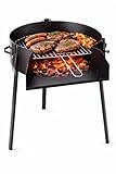 Barbacoa de Carbón Redonda Portátil con Parrilla Elevable – Acero Resistente para Jardín y Terraza (50 CM)