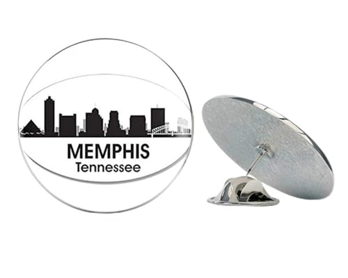 Oval B/W Skyline of Memphis (City tn Tenn) Metal 0.75