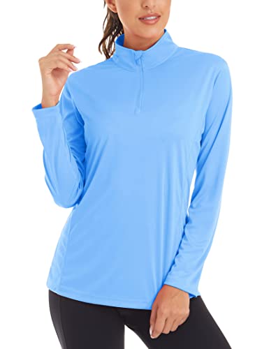 Womens Uv Protection Shirts Long Sleeve Shirts Casual Running Shirts Performance T Shirts Athletic Shirts Tank Top Gym Shirts Rash Guard Sun Shirt Blue #TOP4