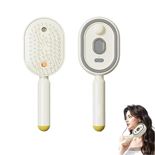Brosse de massage électrique rechargeable beige pour démêler les cheveux au quotidien