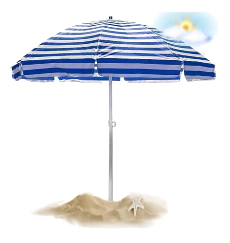 Parasol Para Exterior Jardín Terraza Sombrilla De Toldo Octogonal Para Patios Y Terrazas Balcón ﻿Playa Grande Sombrillas, 8 Varillas 220CM 2M 2,5M Sin Base(Azul,2.25m-7.3ftWithout Base)