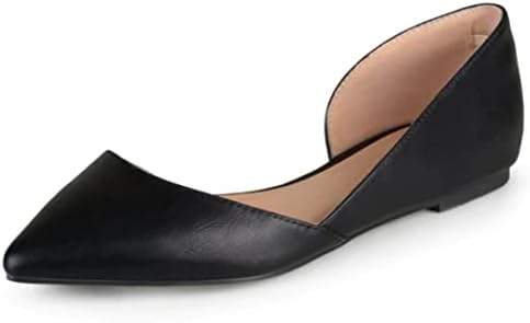 Journee Collection Womens Cortni Ballet Flats with Asymmetrical Detail and Pointed-Toe, Black, 6