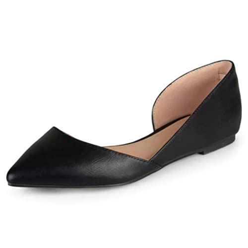 Journee Collection Womens Cortni Ballet Flats With Asymmetrical Detail And Pointed-Toe, Black, 6 #TOP4