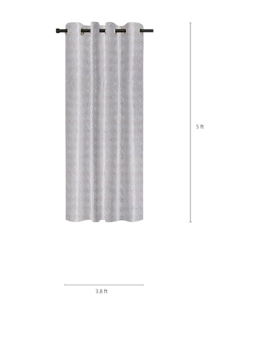 Image of Cortina Striped Light-Filtering Polyester Curtains 5 feet Long Set of 2 for Window [ Opacity: 50-60%, Color: Grey, Knitting Foil Curtains -160 GSM ]