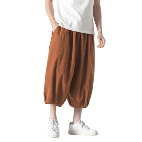 Men's Loose Pants Harajuku Harem Cotton Linen Lantern Pant Wide Leg Trousers