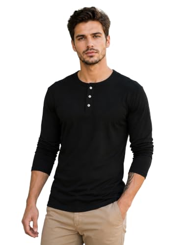 Image of London Hills t Shirt for man | Solid Henley t Shirts for Mens | Casual Wear Tshirt for man | Shirts Men | Tshirt Shirts Men | Full Sleeve t Shirt for Men's | Mens tees | t-Shirts Stylish Everyday Use