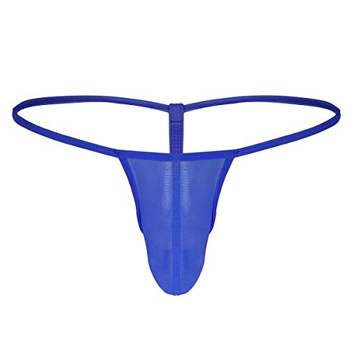 YOOJIA Hombre Sexy Micro Tangas de Hilo Transparente de Malla Calzoncillos G-String Thong Ropa Interior Erótica Talla Única Azul One_Size Cover