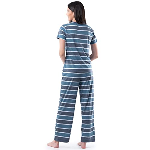 Image of Fruit of the Loom womens Short Sleeve Tee and Pant 2 Piece Sleep Set