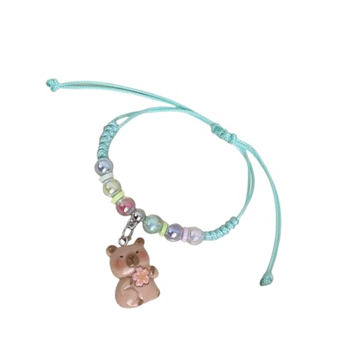 CQEAZ Braccialetto colorato in corda macaron per bambini con adorabili capibara dei cartoni animati e cinturino morbido regolabile per regali