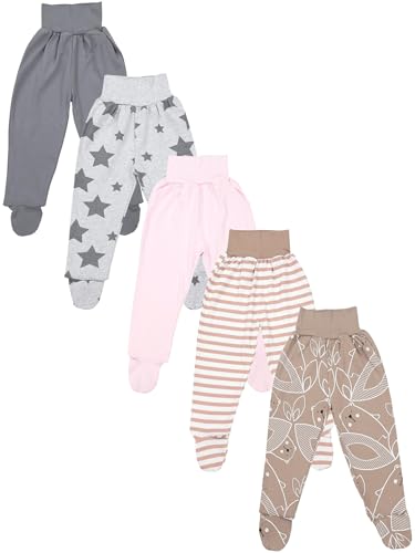 TupTam Baby Unisex Hose mit Fu&szlig; Bunte 5er Pack, Farbe: M&auml;dchen 6, Gr&ouml;&szlig;e: 62