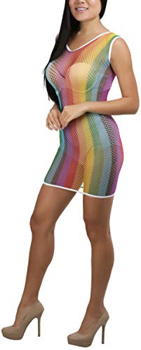 ToBeInStyle Women’s Stretch See Through Fishnet Novelty Mini Rave Party Dress3