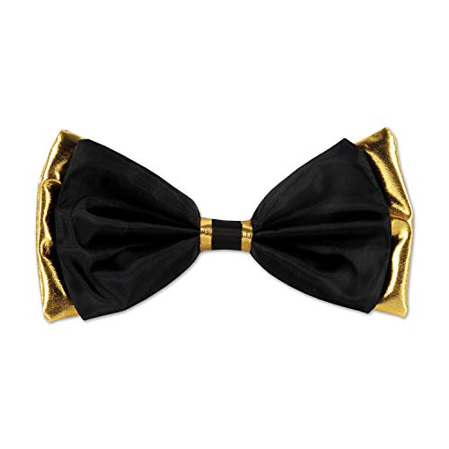 Black and Gold Fabric Bow Tie