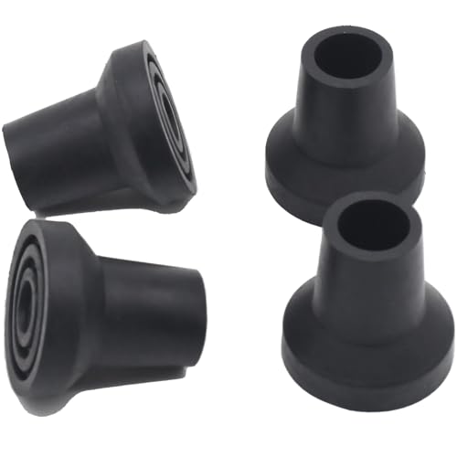 DORANMI 1/2' Walking Cane Tips 4 Pack Set, No-Slip Cane Replacement of Black Rubber Tips, Heavy Duty Waliking Stick Base, Anti Skid Cane Foot for Stability Crutch Accessories (1/2 INCH)