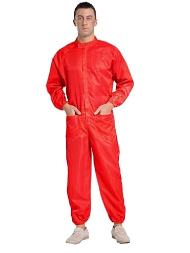 Yihuimin Mono protector antiestático para hombre, mono de trabajo, de manga larga, con cremallera frontal, naranja, L | Ya disponible en tu tienda friki favorita! En mundofriki.es!