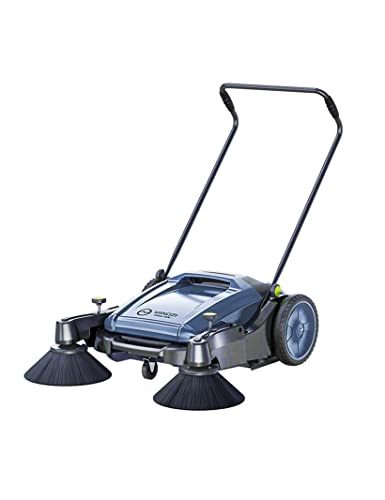 Barredora industrial, manual de barredora de pisos, barredora de calles, simplemente camina y empuja, capacidad de 14.5 galones, ancho de barrido de 40.1 pulgadas, barre 41500 pies cuadrados/hora,