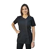 Camici da Lavoro Donna,Casacca Estetista,Parrucchiera,Cuoca,Alimentari,Maestra Asilo (Nero, S)