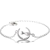 zuoshini Frauen Katze Armband, Niedlichen Kätzchen Mond Verstellbare Kette Armband Dame Persönlichkeit Mentale Kleintier Armband Geburtstag Thanksgiving Weihnachtsgeschenk