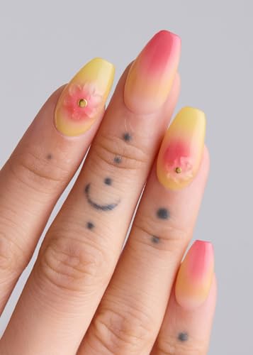 Image of ohora Semi Cured Gel Nail Strips (N Tropical Dream) - Works with Any Nail Lamps, Salon-Quality, Long Lasting, Easy to Apply & Remove - Includes 2 Prep Pads, Nail File & Wooden Stick