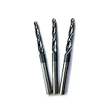 3pcs CNC Carving Tapered Angle Ball Tip Radius 2.0mm X 1/4" Shank 2.12 Deg Tungsten Solid Carbide HR
